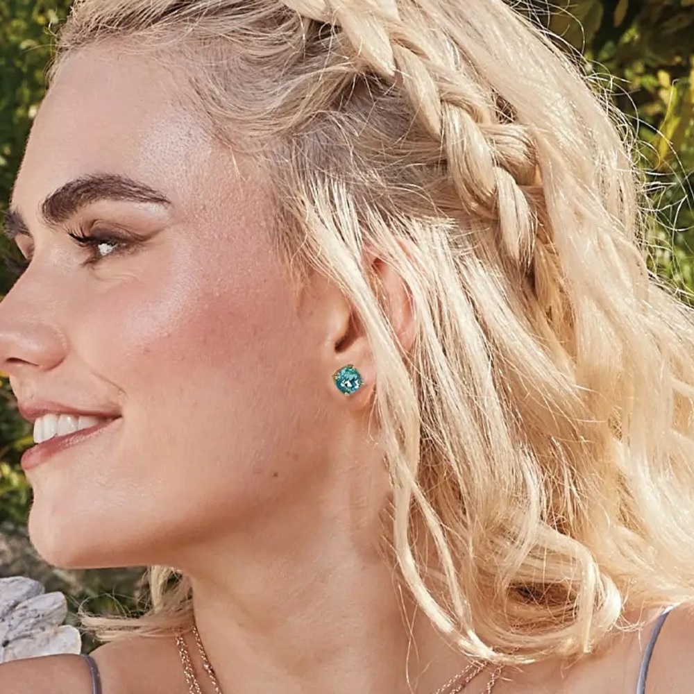 Park Lane Impression Stud Earrings, Turquoise with Gold Setting, 3 Carats, New - Picture 5 of 6